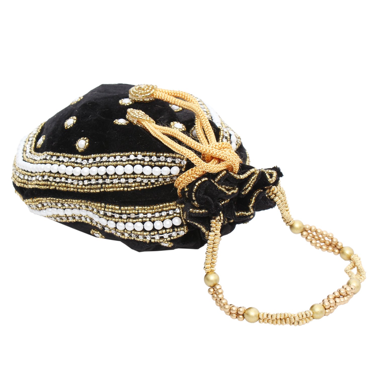 bagaholics ethnic clutch velvet potli batwa pouch bag with metal beadwork