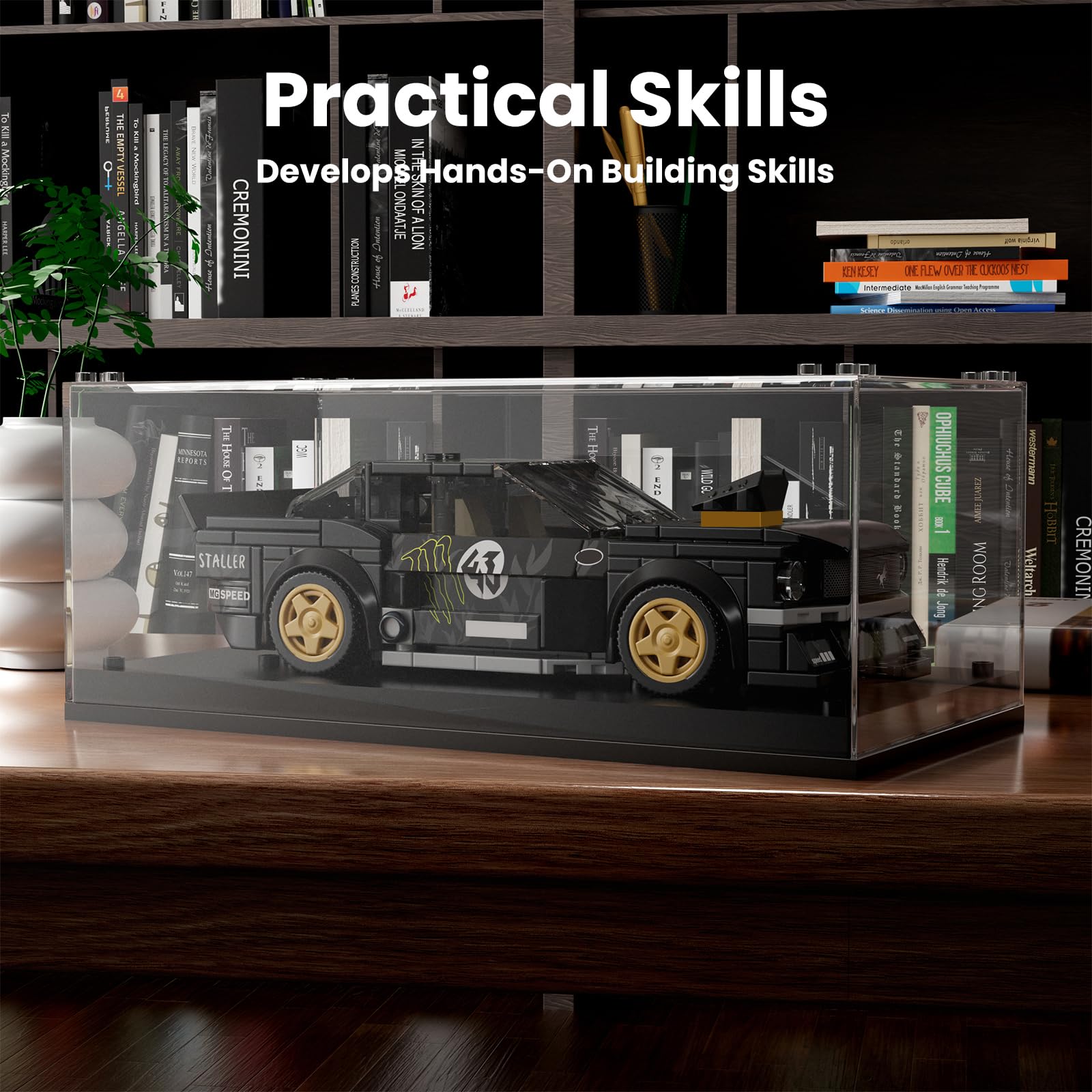 Mould King 27024 Speed Champion Rennwagen Bausteine Sportwagen Klemmbausteine mit Acryl-Vitrine Modellautos zum Sammeln (408 Teile) 3