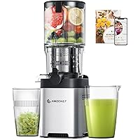 AMZCHEF Cold Press Juicer, 5.4" Juicer Machines with Large Feed Chute for Whole Fruits & Vegetables, Stainless Steel Slow Mas
