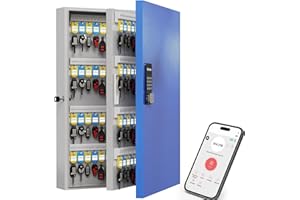 WeHere 192 Key Lock Box Wall Mount, APP Bluetooth/One Time Password/Wi-Fi Remote/Fixed Code/Key Unlock, Smart Key Cabinet, Key Organizer Box for Car Dealert, Hotel, Office, Real Estate Key Manage