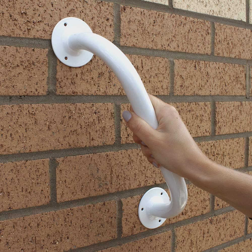 NRS Healthcare Round Flange Steel Grab Rail - White, 610 mm (24-inch) - Image 3
