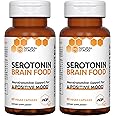 Serotonin Brain Food - 1250mg L-Tryptophan & 400mg Rhodiola Rosea Supplement - Mood Support Supplement for Stress Relief - Neurotransmitter Support with Magnesium Glycinate & Zinc - 120 Capsules
