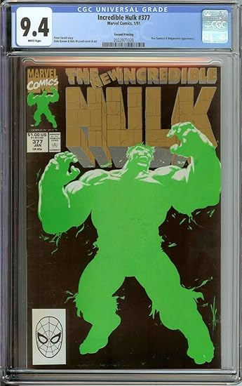 Amazon Com Incredible Hulk 377 Cgc 9 4 White Pages Entertainment Collectibles