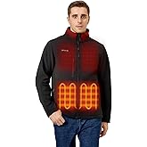 ORORO Men's 5 Heat Zones Softshell Heated Jacket with USB-C Rechargeable Battery, Fleece Lined Heated Coat