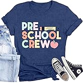 CQF Women Preschool Teacher Shirts Cute Preschool Crew T-Shirts Back to School Teacher Life Tee Tops