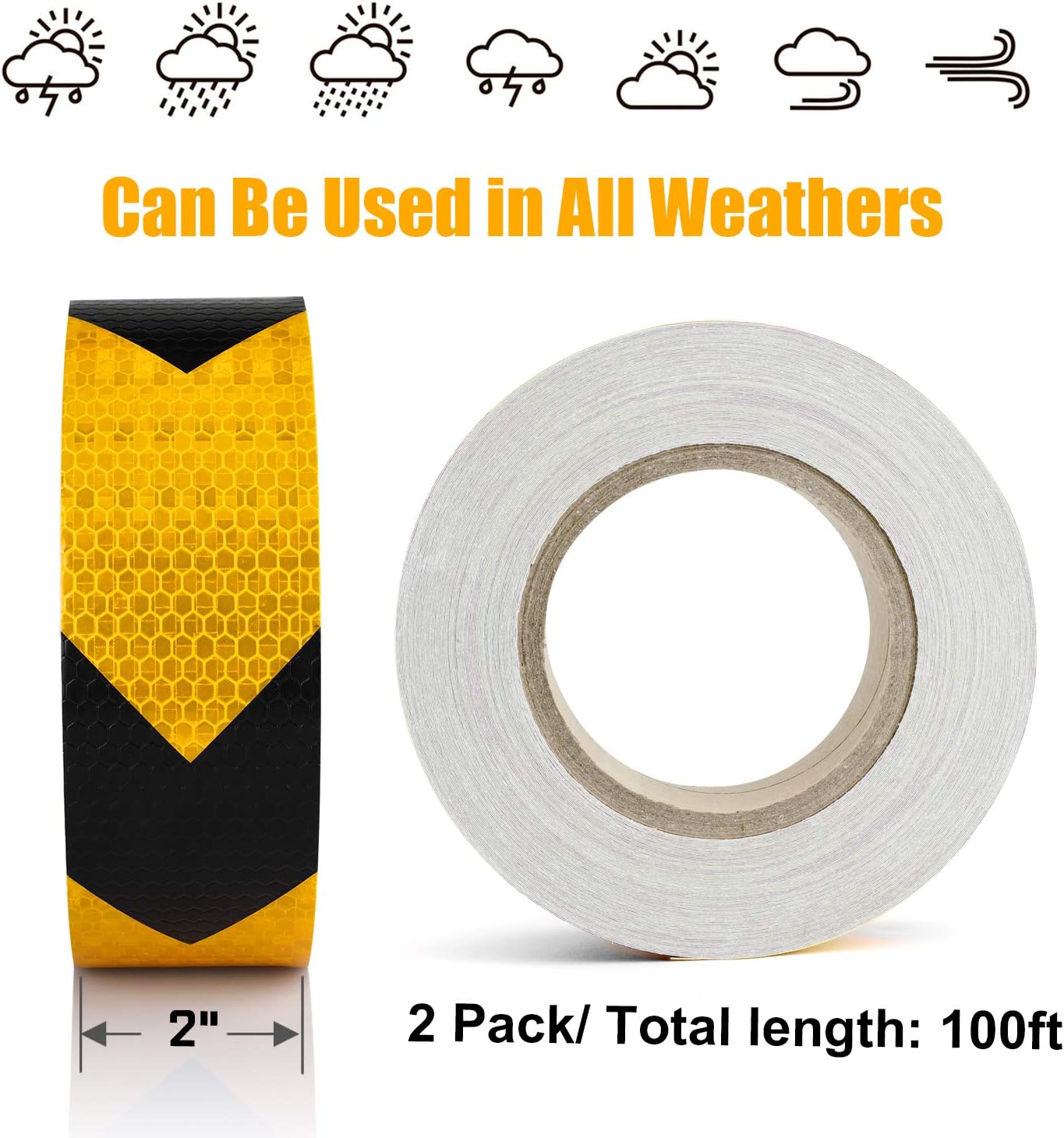Seven Sparta 2 Inch x 100 Feet Reflective Safety Tape Black & Yellow Arrow Caution Reflector Outdoor Conspicuity Tape for Vehicles, Trailers, Boats, Signs: Automotive