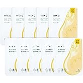 BONCEPT Vita C Jelly Mask - Vitamin C & Retinol, Dark Spots Wrinkles Elasticity Moisturizing Biodegradable Korean Sheet Mask, 10 sheet