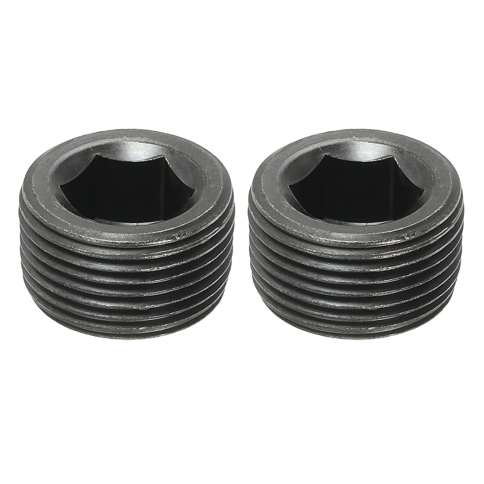 PATIKIL 3/4NPT Male Pipe Plug Internal Hex Thread Socket, 2 Pcs Solid Stainless Steel Pipe Plug Fitting Set Hex Counter Sunk Pipe Plug for Pipe Air Tanks, Black