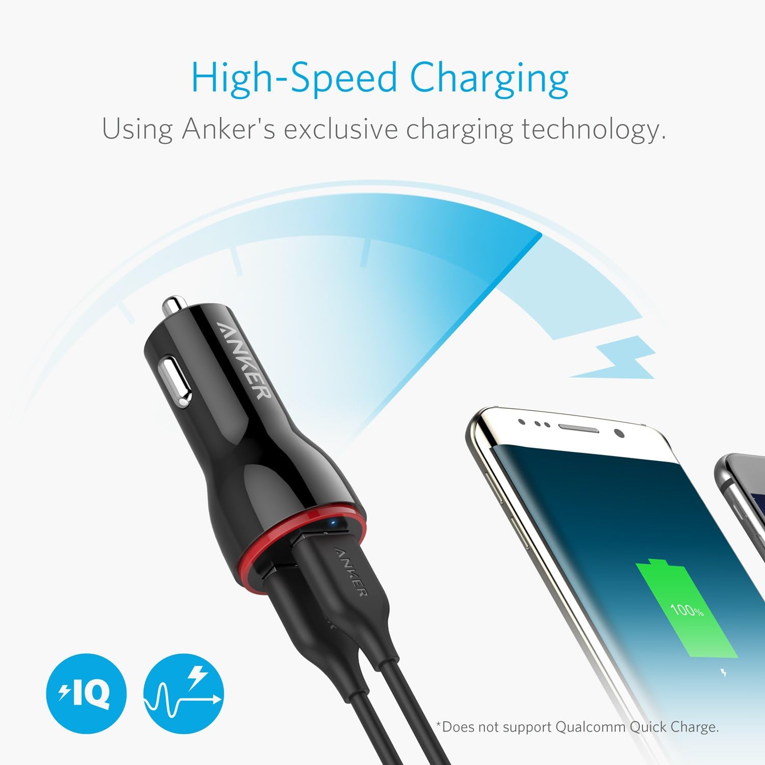 Anker 24W Dual USB Car Charger, PowerDrive 2 for iPhone X / 8/7 / 6s / Plus, iPad Pro/Air 2 / Mini, Note 5/4, LG, Nexus, HTC, and More