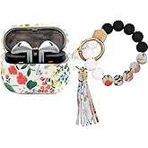 PowerDriver Case Compatible with Samsung Galaxy Buds 3 Case and Galaxy Buds 3 Pro Case(2024), Cute Wireless Charging Silicone Protective Case with Bracelet Keychain for Men and Women (Flower)