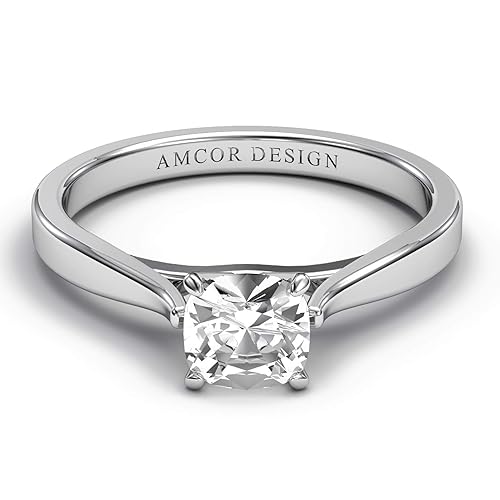 Amazon Com 14kt White Gold 3 8 Ct Diamond Engagement Ring Cushion