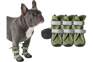 Spark Paws Dog Shoes, Waterproof Dog Boots for Medium to Large Dogs, Non Slip, Breathable Dog Booties and Paw Protectors - 4PCS Doggie Hiking Boots with Reflective Straps - Green, Size 1