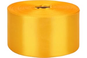 Nsilu 2 inch Yellow Satin Ribbon 50 Yards Solid Fabric Ribbons Roll for Gift Wrapping, Satin Weddings,Flower Bouquet, Invitations,Sewing,Party Decorations, Holiday Decorating and More