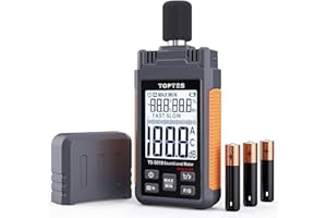 TopTes TS-501B Sound Level Meter with 2.24” Backlit LCD Screen, A/C Weighted Decibel Meter, Range 30-130dB, Temperature & Hum