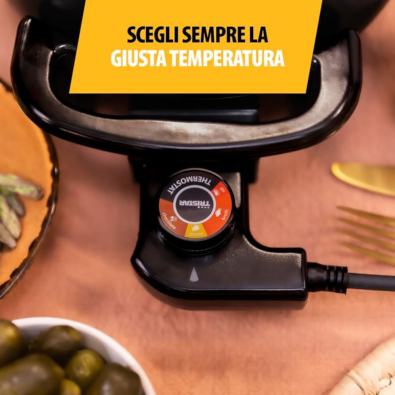 Fonduta Elettrica, 1,5 L, 1000 W, per 8 Persone, Anello Antispruzzo