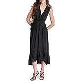 DKNY Womens V-Neck Twist Front Sleeveless Dress