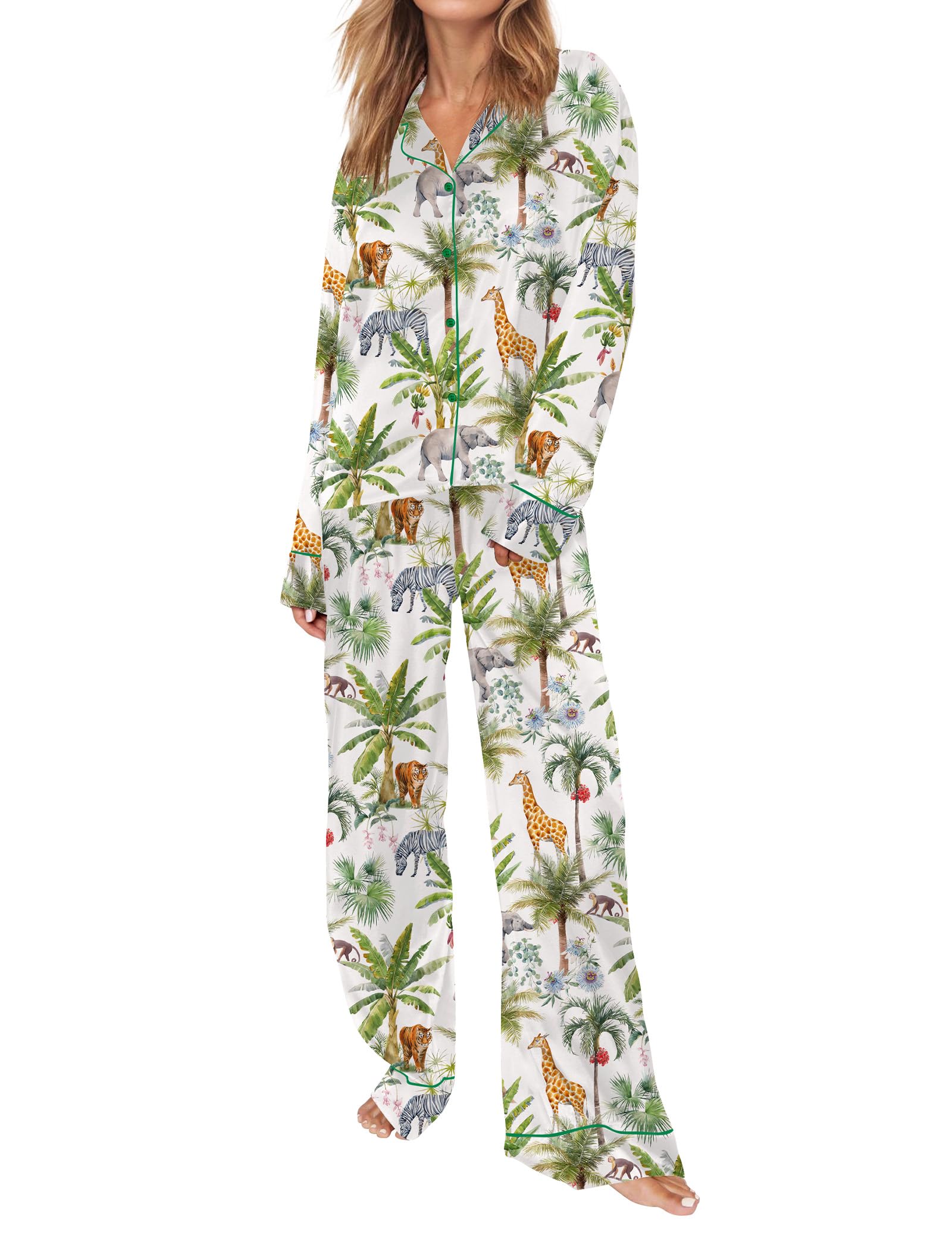 SHESHOW Pajamas for Women Set Long Sleeve Button