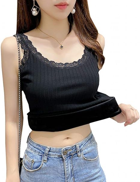 Amazon マグノ 裏起毛 レディース Vネック レース キャミソール タンクトップ インナー トップス 人気 ランキング かわいい カワイイ 可愛い おしゃれ オシャレ お洒落 トレンド 韓国 大きいサイズ シンプル カジュアル ブラック フリーサイズ インナー