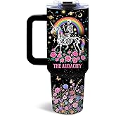 DUUV 40 Oz Funny Skull Tumbler, Funny Witchy Gifts for Women Tarot Lovers, Ghost Design Mug, the Audacity Skull Tumbler for Valentine‘s Day, Gifts for Daughter Girlfriend, Skeleton Cup Black, 1PCS