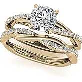 Luyona Wedding Ring Sets for Women Bridal Sets Engagement Ring Set, 1-1/2 Carat(ctw) Moissanite Twisting Infinity Ring 925 Sterling Silver-Y5