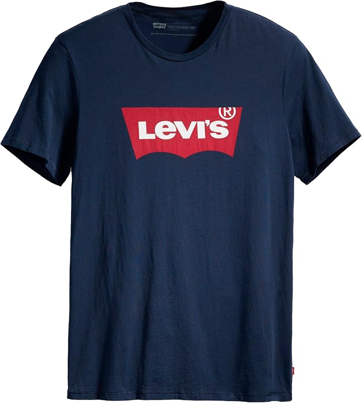 Herren Graphic Set-In Neck T-Shirt, Batwing Logo, Dress Blues, M