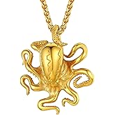 PROSTEEL Stainless Steel Shark/Octopus/Wolf Tooth Necklace for Men Women, Black/Gold/Silver Tone, Punk Rock Necklace, 22inch-24inch Adjustable, Come with Box