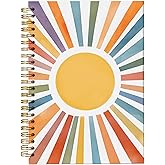 bitCNY Sunshine Notebook 5.5x8.3 Inches – Bright Colorful Sunburst Spiral Journal, Inspirational Aesthetic Writing Notebook