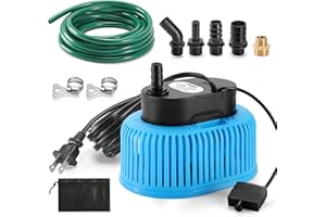 FIDISP Pool Cover Pump Automatic On Off, 850 GPH Automatic Pool Cover Pumps Above Ground With 5 Hose Adapters, 23 FT Drain Hose, 25 FT Power Cord, Water Pump for Draining of Pool Covers, Ponds, Tubs