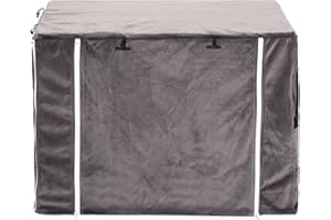 MOREZI Dog Crate Cover for Wire Crates Cages, Doubles as a Comfy Blanket, Polar Fleece Pet Kennel Cover Windproof Soundproof Home Decoration - Cover only - Grey - Fits 42 Inch Crates