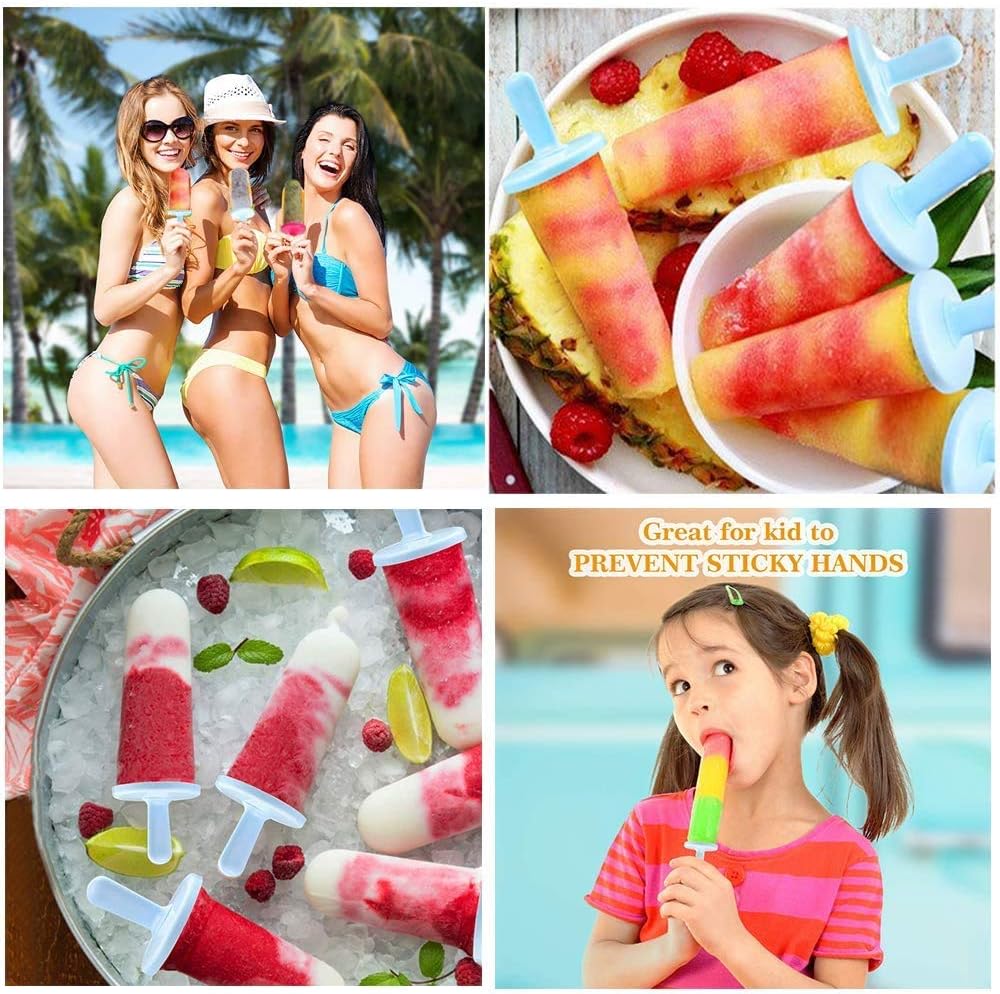 Fuovt Stampi Per Ghiaccioli In Silicone – Set Da 2 Con 40 Bastoncini – 4 Cavità A Forma Di Infradito – Fai Da Te