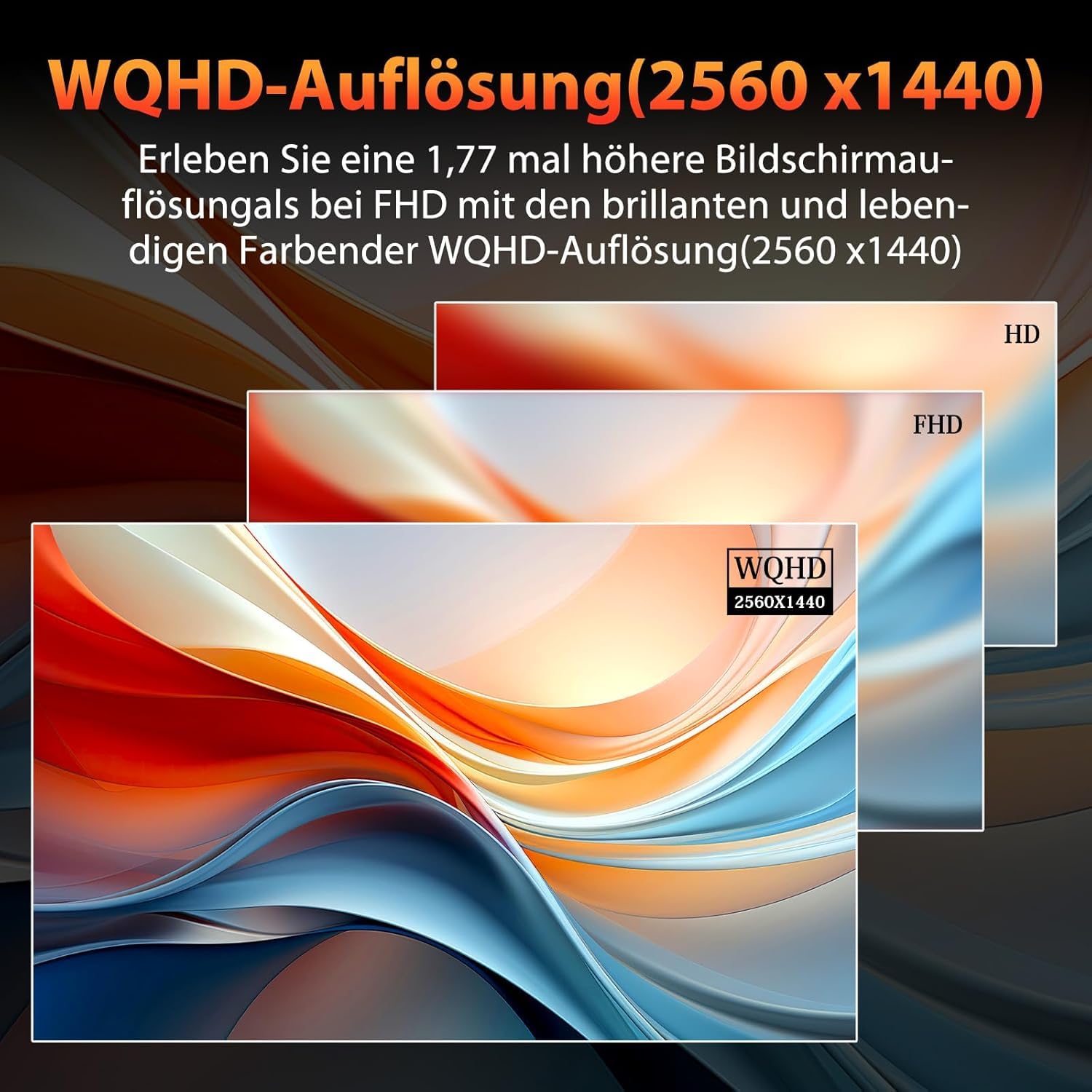 Minifire 27 Zoll Monitor WQHD(2560x1440), IPS, 1ms, FreeSync, 100% sRGB, 75Hz, ltradünner Rahmen, HDMI DP, USB-C Ports, 2 Jahre Garantie -Schwarz 3