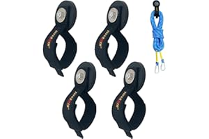 Juformin Heavy Duty Magnetic Hook, Magnetic Tool Holder, Magnetic Garage Hooks, Extension Cord Strap for Cable, Rope, Wire Storage in Garage,Workshop,RV,Pick-up(Dia.2.59" Magnet * 4Pcs)