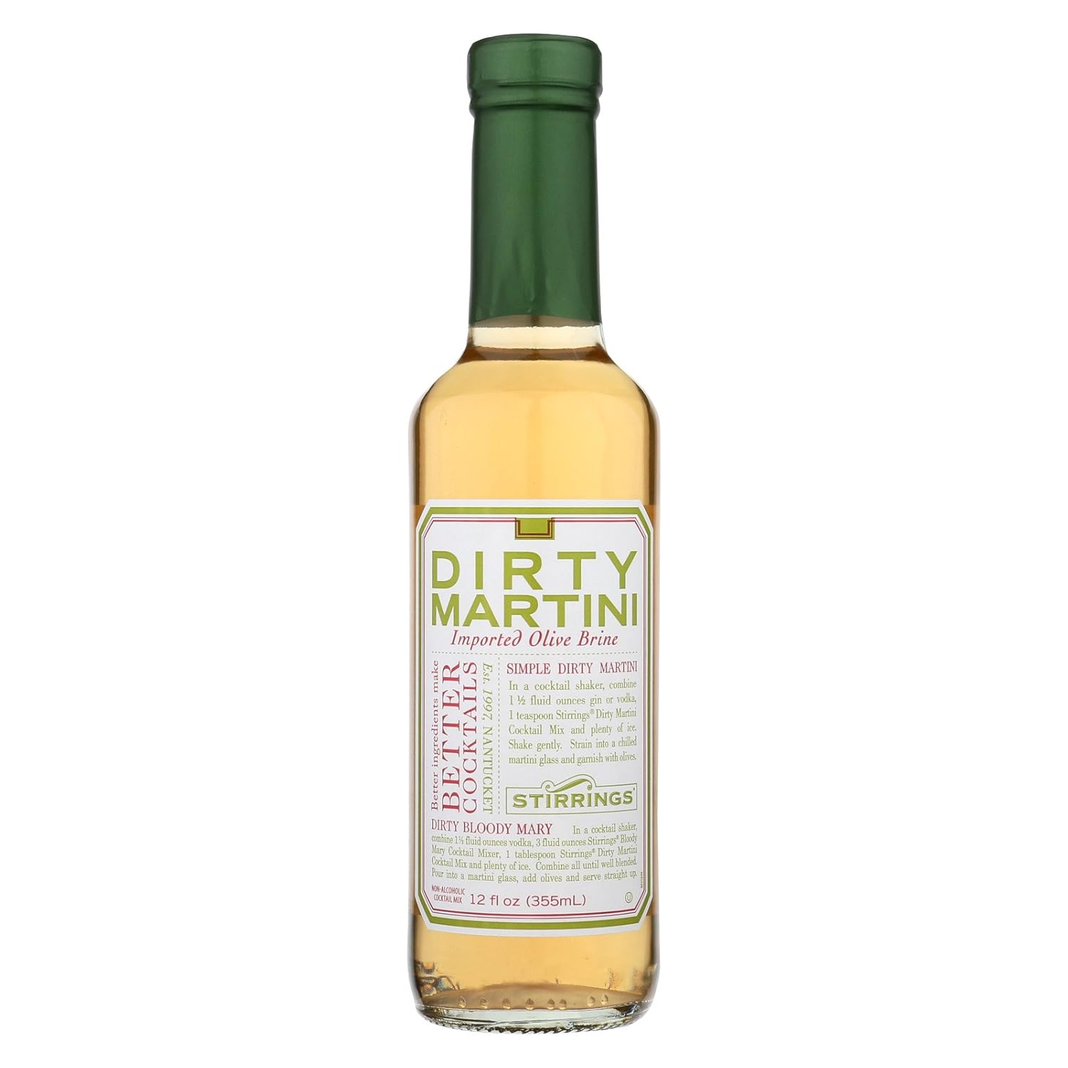 Stirrings All Natural Dirty Martini Cocktail Mixer - 12 ounce bottle | Pack of (1)