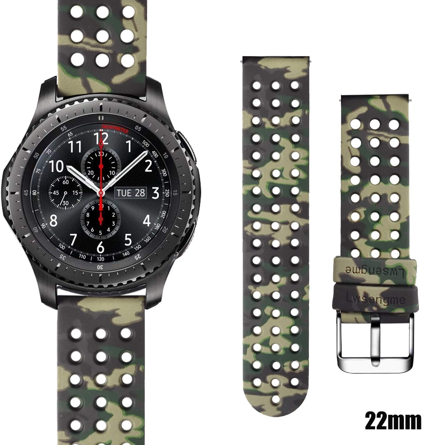 Lwsengme 22mm Silicone Watch Bands, Quick-Release Sport Color Breathable Straps