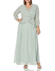 J Kara Women's Long 3/4 Sleeve V-Neck Beaded Faux