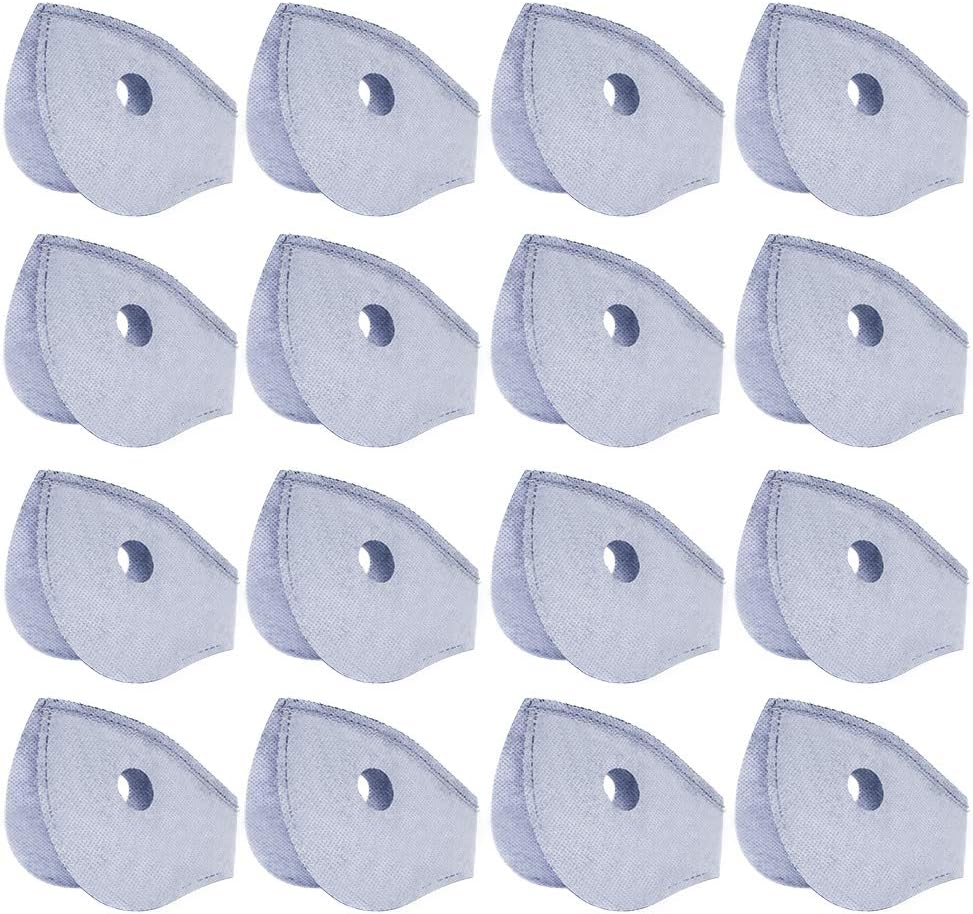 16 Pack Mask Filter Cotton Sheet for Cycling Dust Prevention Mask, 5 Layers Activated Carbon Filtration Dust Mask Replacement Air Filter for Exhaust Gas, Pollen Allergy, PM2.5, Outdoor Activities