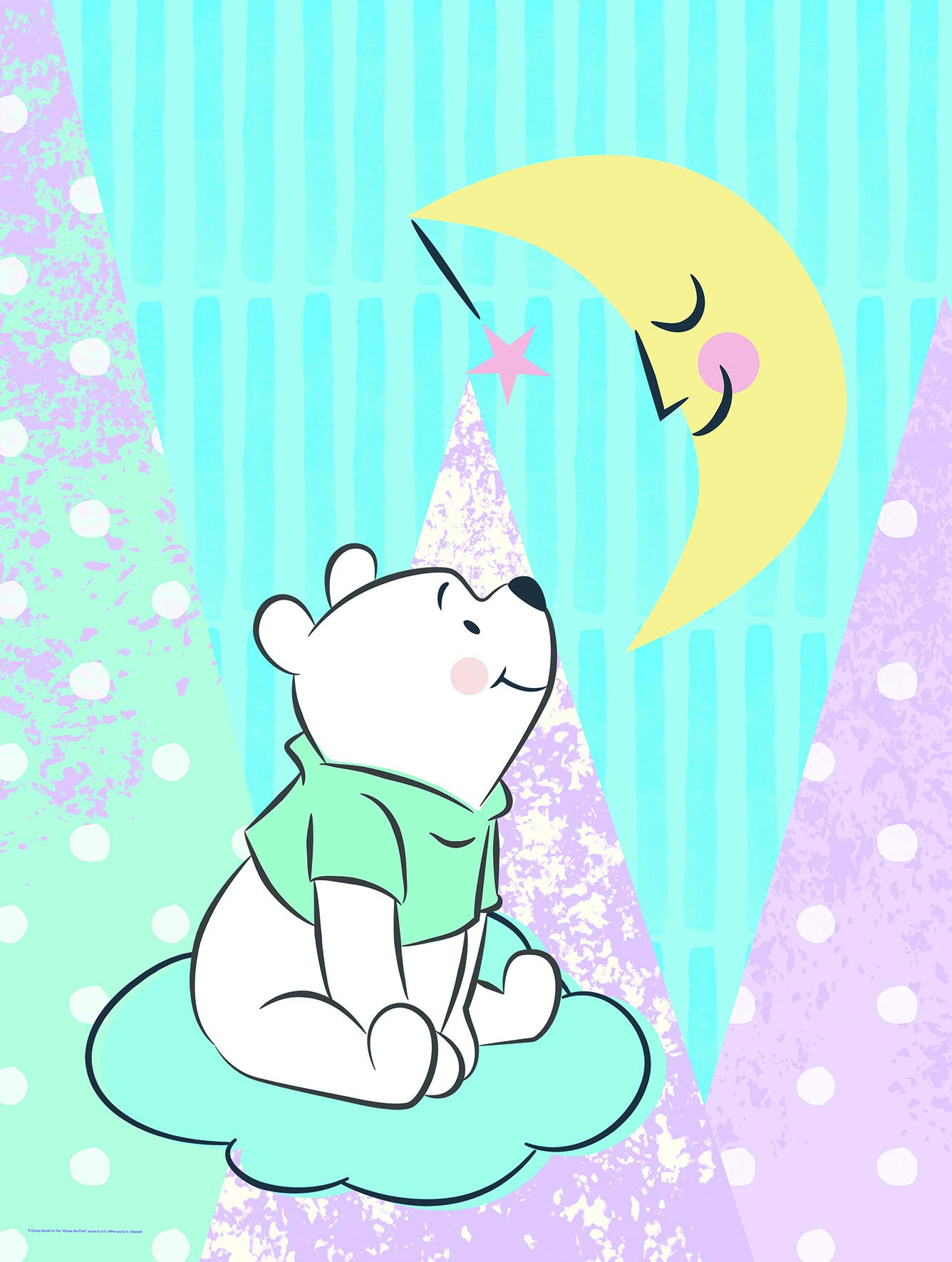 Komar Disney Winnie the Pooh Moon Wall Picture for Nursery Baby Room Decoration Art Print Without Frame Available in 3 Sizes, , Colourful, 30 x 40 cm