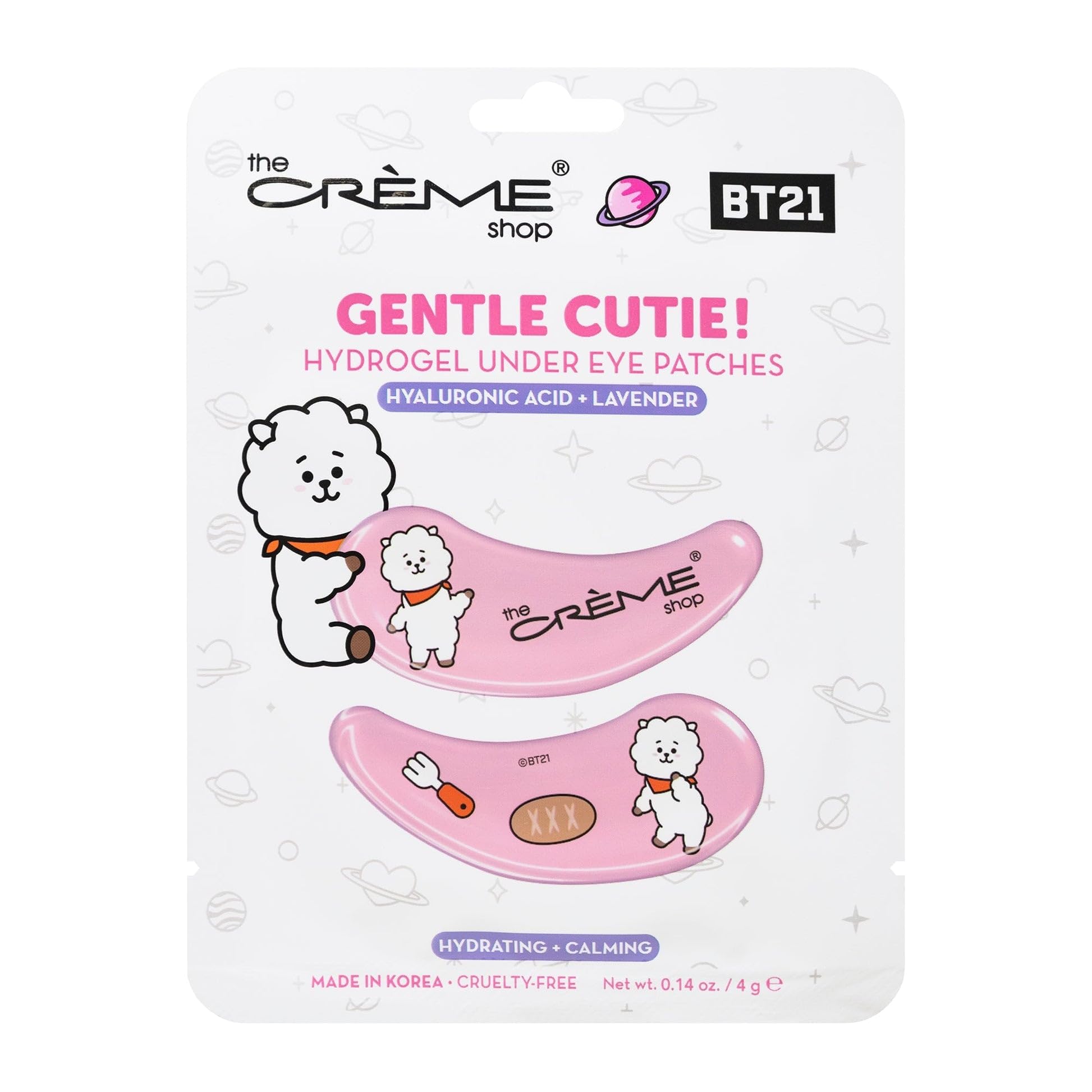The Creme Shop BT21 Hydrogel Under Eye Patch Collection Featuring RJ MANG CHIMMY TATA Varieties Infused with Hyaluronic Acid Retinol Collagen Vitamin B3 Rejuvenating Brightening Soothing (Set of 4)