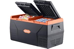 SetPower TC75 12 Volt Refrigerator, Car Refrigerator, Portable Refrigerator, Portable Freezer Fridge, Electric Cooler, Power by 12/24V DC & 110-240V AC & Solar, Car and Home Use, Dual Zone, 0℉-50℉