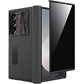 Miimall for Samsung Galaxy Z Fold 7 Case with Camera Cover & Privacy Screen Protector, Built-in Adjustable Kickstand & Hinge Protection Non Slip Slim Full Cover Case for Z Fold 7, Black