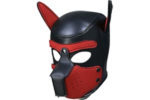 Moleney Adults Neoprene Puppy Hood Mask, Removable Cosplay Dog Full Face Pup Hood Mask