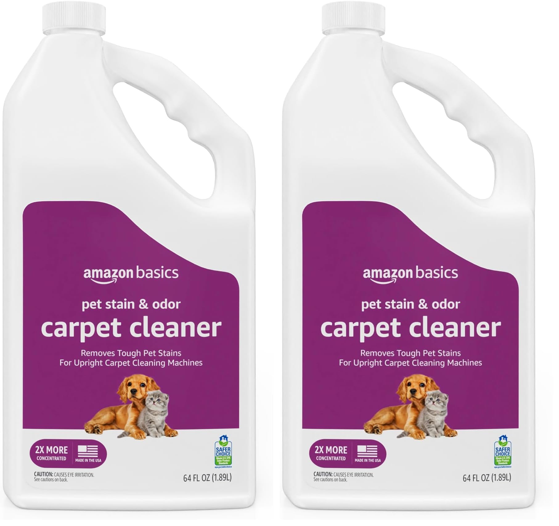 Amazon Basics Pet Stain & Odor Carpet Stain Remover Cleaner, Fresh Scent, 64 fl oz (Pack of 2) Image