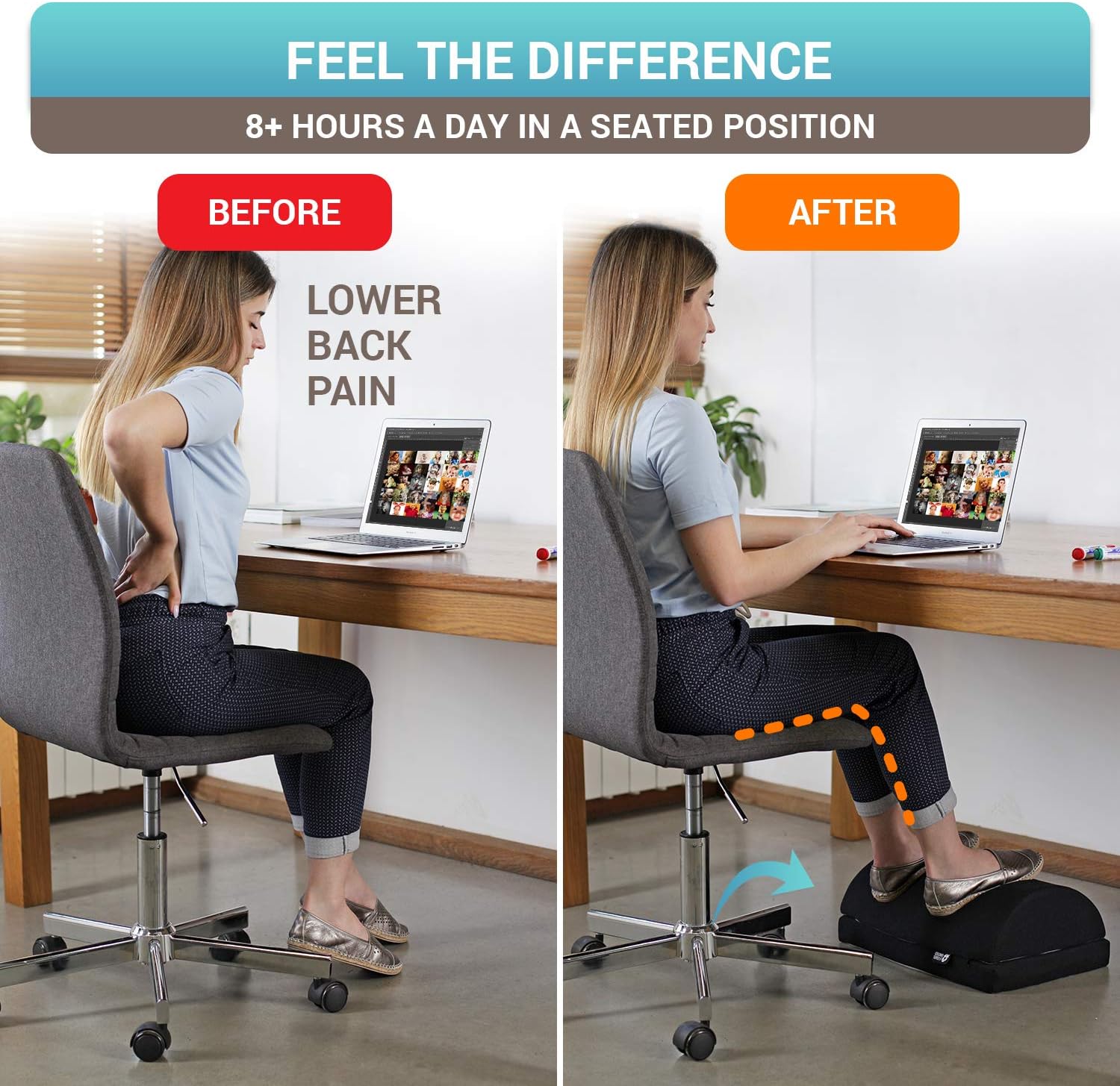 Foot Rest Under Desk Cushion - Adjustable Height 6" - Ergonomic Half-Cylinder Pad for Extra Leg Support - Breathable Mesh Cover - Non-Slip Bottom - Foot Stool for Home and Office : Office Products
