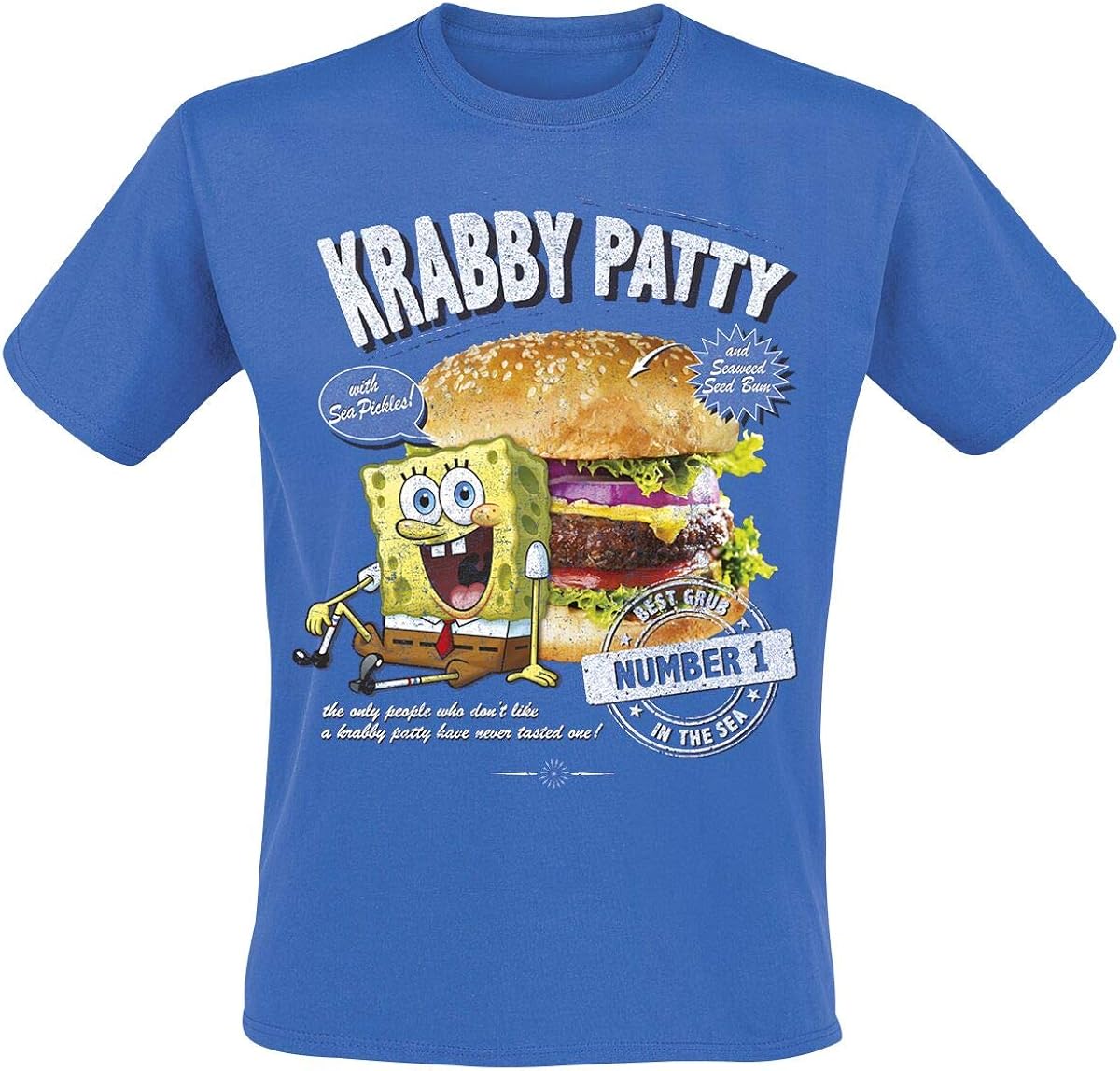 SpongeBob Herren T-Shirt Krabby Patty Burger Baumwolle blau: Amazon.de ...