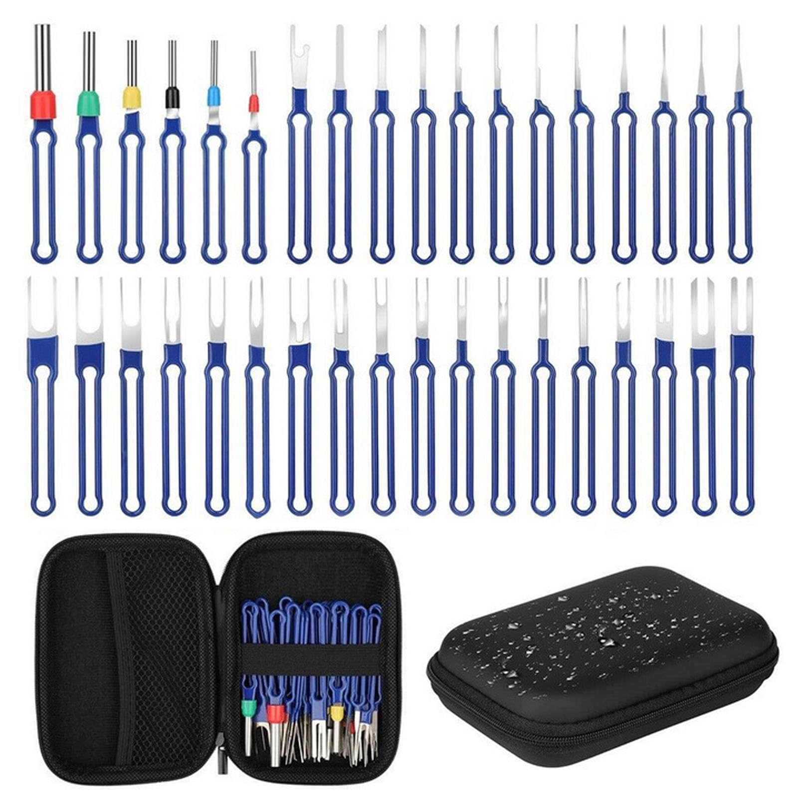 36 PCS Upgraded Terminal Removal Tool Kit, Pin Extractor Tool, Electrical Wire Connector Pin Removal Tool Kit, Universal Terminal Ejector Kit with a Protective Bag(Blue)