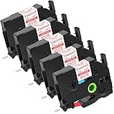 Esaytool 5 Pack Replacement for P-Touch TZe-232 TZe232 TZ232 0.47" 12mm 1/2" Red Text on White Laminated Tape Compatible with Ptouch PT-D210 D220 H110 H100 P710BT D220 D410 D600 D450 Label Maker