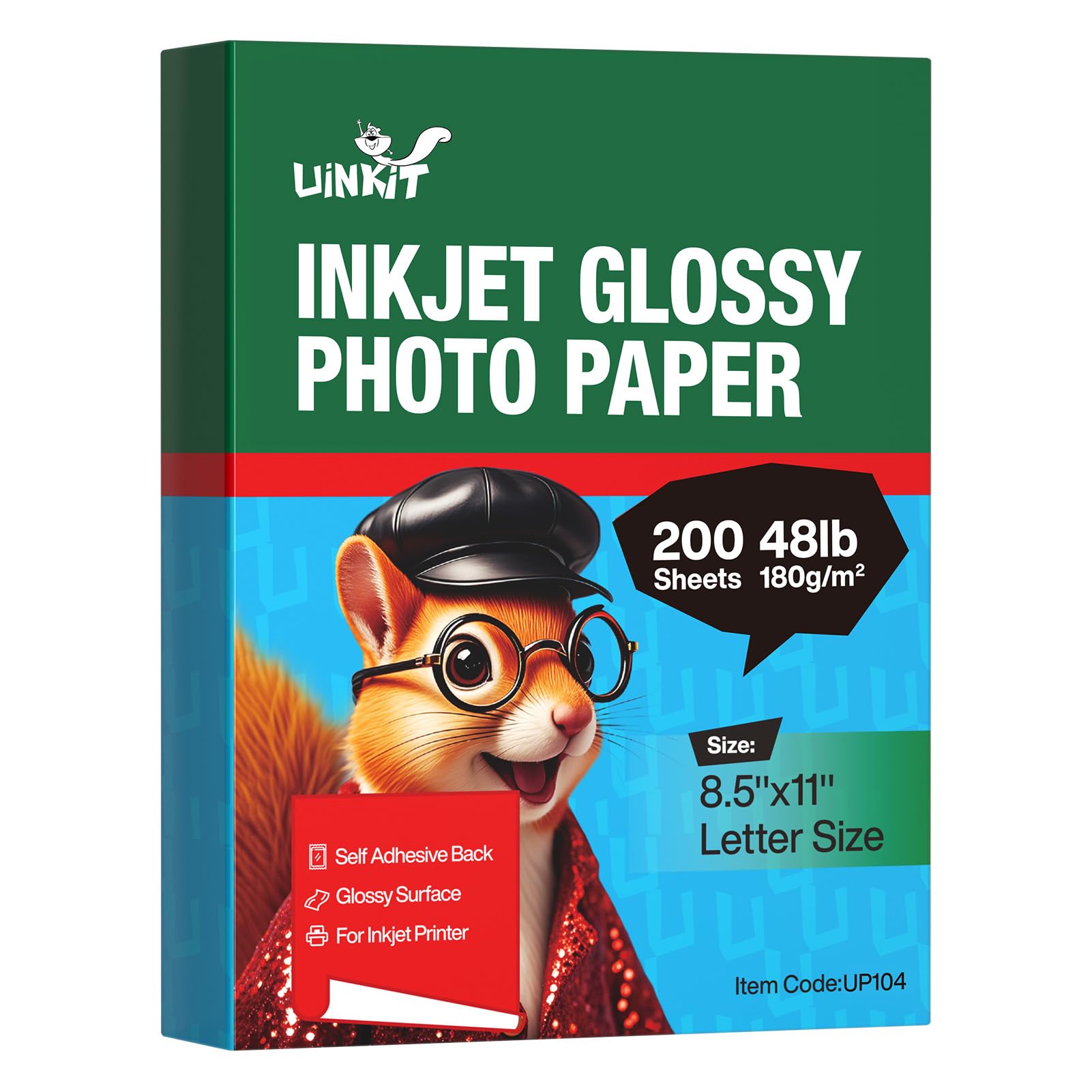 200 Sheets Glossy Photo Paper Coated 8.5x11 180Gsm 49lbs 8.5Mil For Inkjet and Laser Printer Uinkit (8.5X11X200) Image