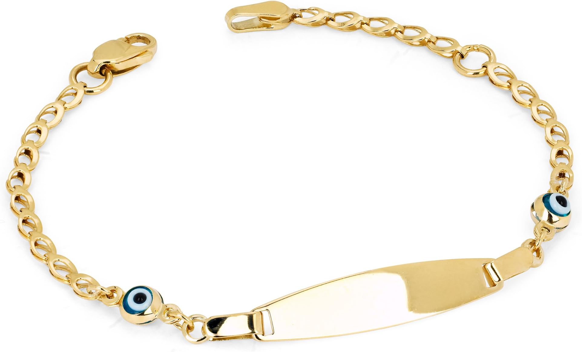 14k Blue Eye Kid's I.d. Gold Bracelets