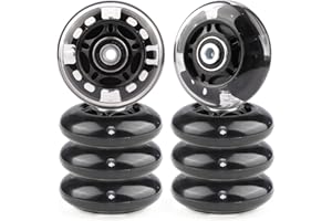 Gladeer Inline Skate Wheels Light Up 85A Indoor Outdoor Replacement Wheels with ABEC-7 Bearings for Kids & Children Beginner Inline Skates, Pack of 8 (Black, 70mm)