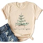 Ykomow Christmas Trees Shirt Womens Holiday Pine Tree Xmas Graphic Tees Christmas Family Shirt